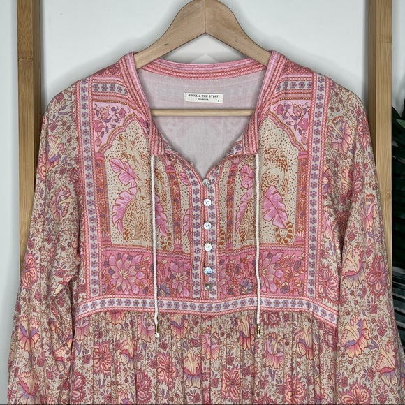 SOLD Spell Poinciana Pink Floral Mini Dress S - Picture 4 of 12